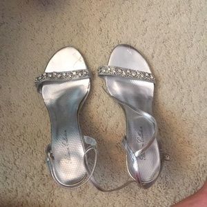 Silver jeweled heels